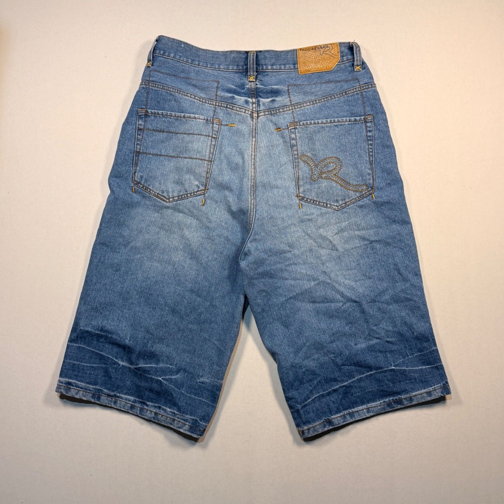 Y2K Rocawear Denim Shorts 34 Blue Excellent Baggy Hip Hop Streetwear